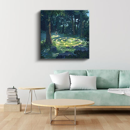Büyülü Orman - Altın Spiral Anime Kanvas Tablo