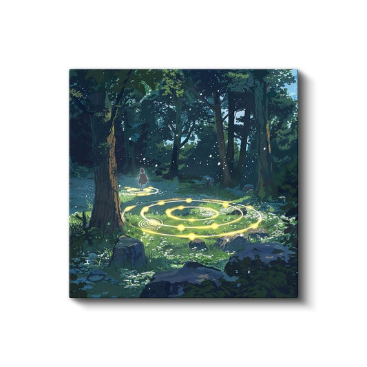 Büyülü Orman - Altın Spiral Anime Kanvas Tablo