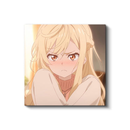 Sarı Saçlı - Günbatımı Portre Anime Kanvas Tablo