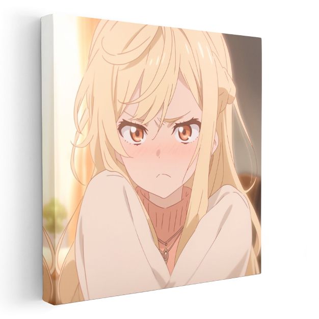 Sarı Saçlı - Günbatımı Portre Anime Kanvas Tablo
