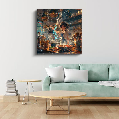 Büyülü Mutfak - Mavi Alevler Anime Kanvas Tablo