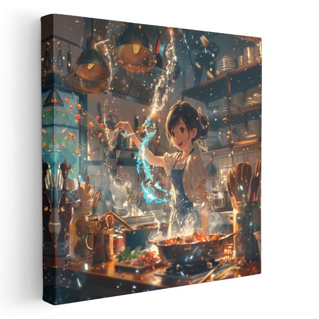 Büyülü Mutfak - Mavi Alevler Anime Kanvas Tablo