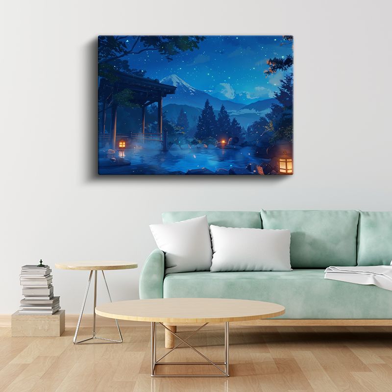 Gece Kaplıcası - Yıldızlı Gökyüzü Anime Kanvas Tablo