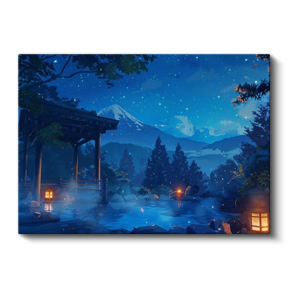 Gece Kaplıcası - Yıldızlı Gökyüzü Anime Kanvas Tablo