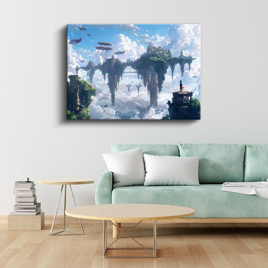 Gökyüzü Adaları - Bulutlar Üstünde Anime Kanvas Tablo