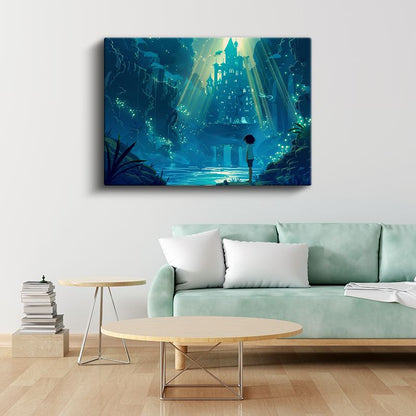 Gizemli Kale - Yeşil Işıklar Anime Kanvas Tablo