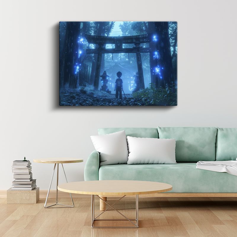 Kutsal Kapı - Mavi Orman Anime Kanvas Tablo