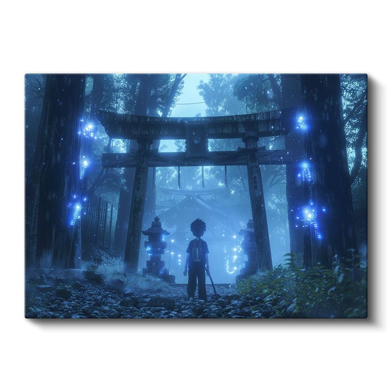 Kutsal Kapı - Mavi Orman Anime Kanvas Tablo