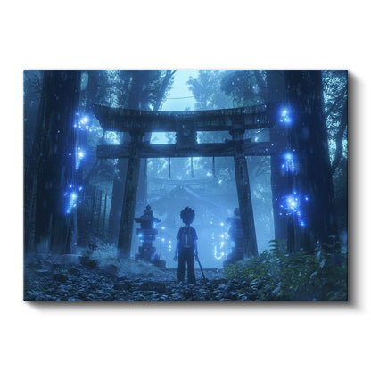 Kutsal Kapı - Mavi Orman Anime Kanvas Tablo