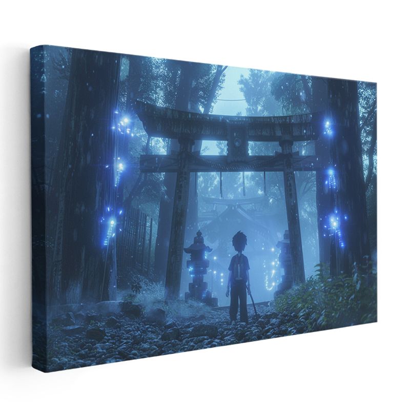 Kutsal Kapı - Mavi Orman Anime Kanvas Tablo