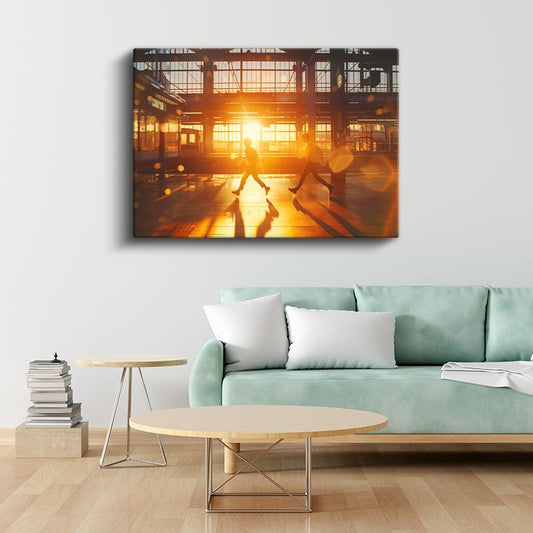 Tren İstasyonu - Akşam Güneşi Anime Kanvas Tablo