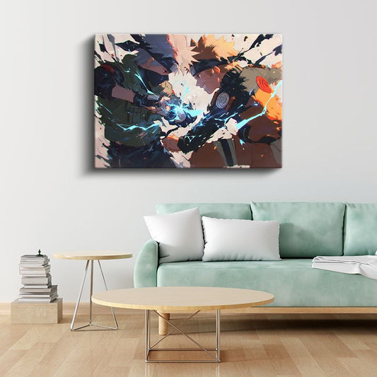Ninja Düellosu - Mavi Enerji Anime Kanvas Tablo