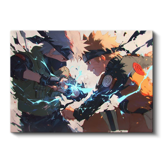 Ninja Düellosu - Mavi Enerji Anime Kanvas Tablo