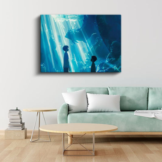 Denizaltı Dünyası - Mavi Işınlar Anime Kanvas Tablo