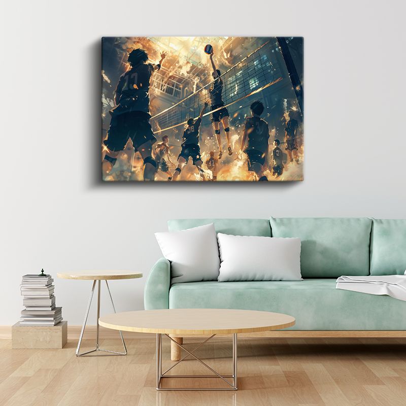 Voleybol Maçı - Altın Işıklar Anime Kanvas Tablo