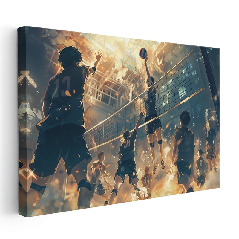 Voleybol Maçı - Altın Işıklar Anime Kanvas Tablo
