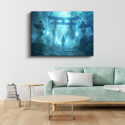 Kutsal Kapı - Mavi Orman Anime Kanvas Tablo