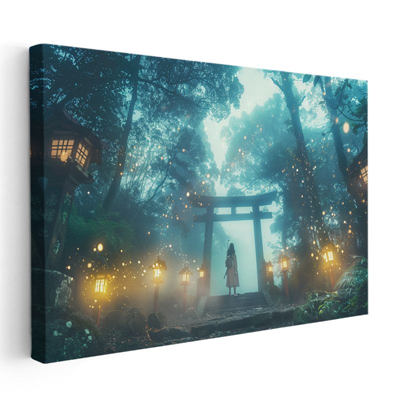 Mistik Tapınak - Altın Işıklar Anime Kanvas Tablo