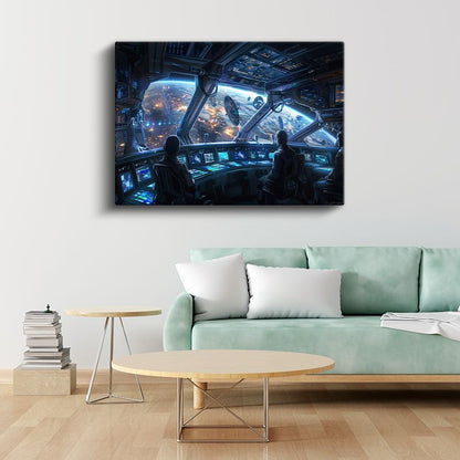 Uzay İstasyonu - Dünya Manzarası Anime Kanvas Tablo