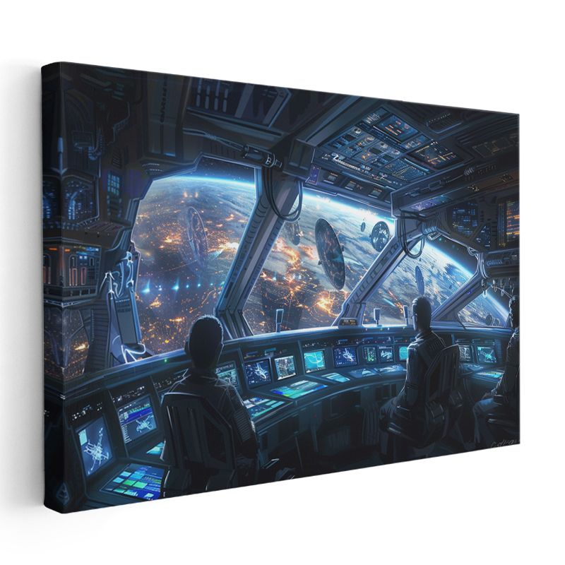 Uzay İstasyonu - Dünya Manzarası Anime Kanvas Tablo