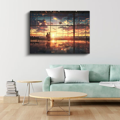 Cam Terminal - Akşam Güneşi Anime Kanvas Tablo
