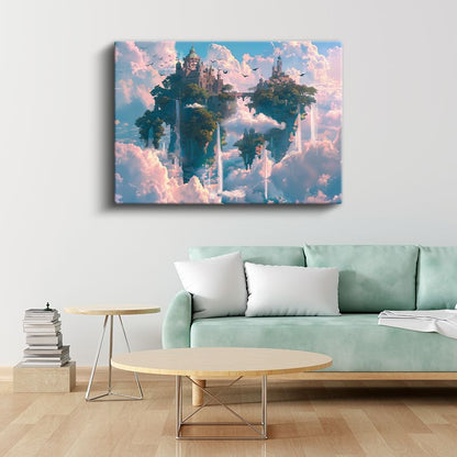 Yüzen Saraylar - Pembe Bulutlar Anime Kanvas Tablo