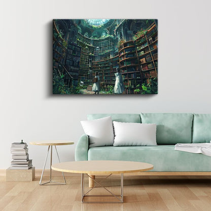 Büyülü Kütüphane - Yeşil Kubbe Anime Kanvas Tablo