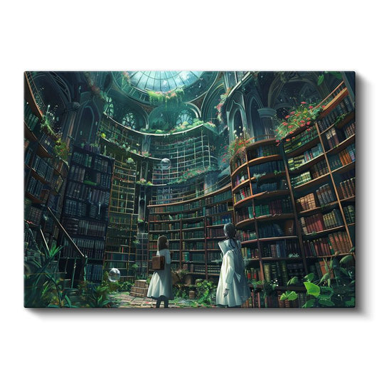 Büyülü Kütüphane - Yeşil Kubbe Anime Kanvas Tablo