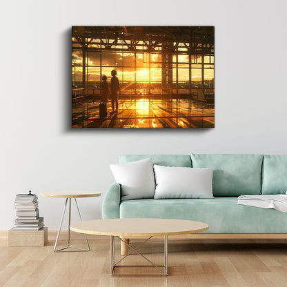 Havalimanı Vedası - Turuncu Işıklar Anime Kanvas Tablo