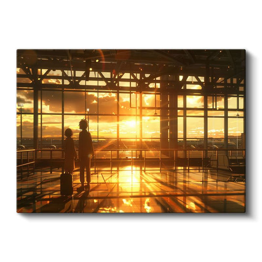 Havalimanı Vedası - Turuncu Işıklar Anime Kanvas Tablo