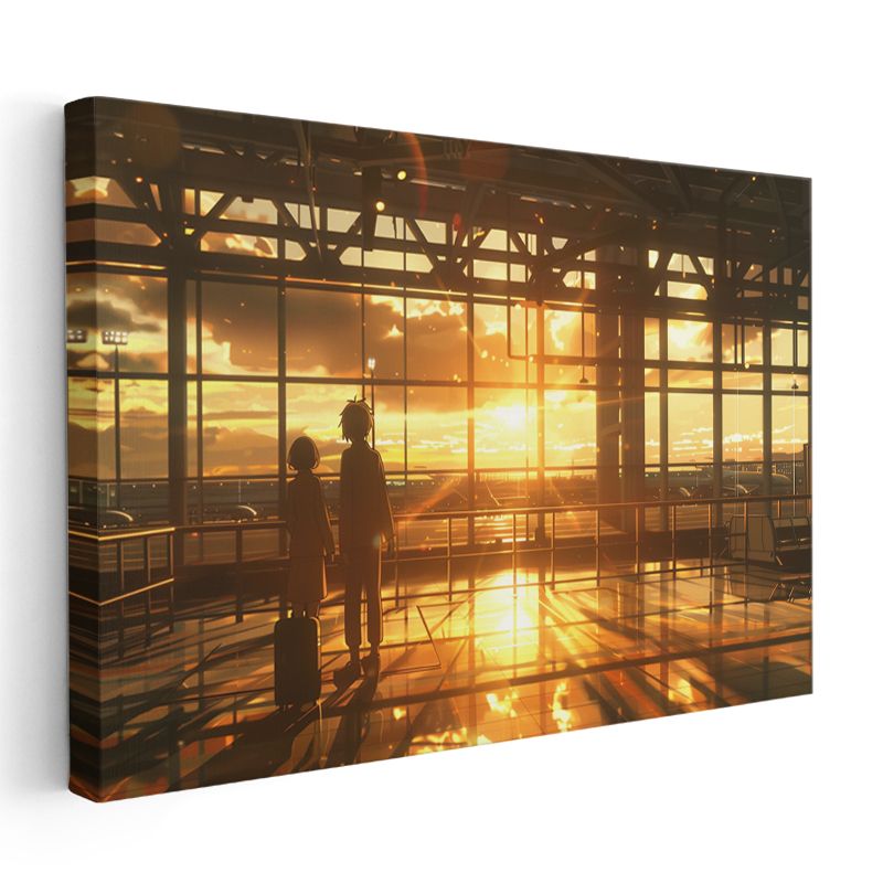 Havalimanı Vedası - Turuncu Işıklar Anime Kanvas Tablo
