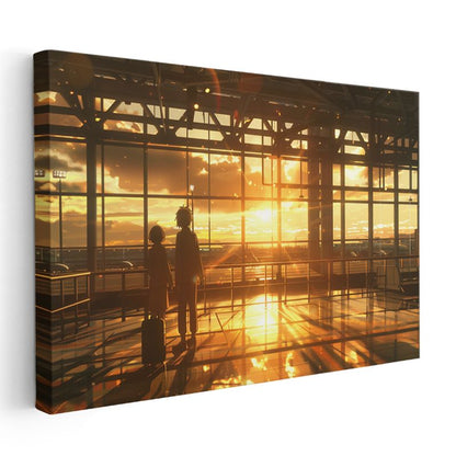 Havalimanı Vedası - Turuncu Işıklar Anime Kanvas Tablo