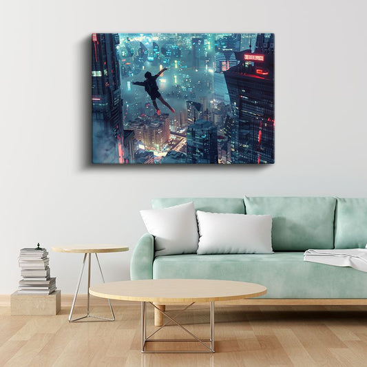 Gökdelen Atlayışı - Mavi Sis Anime Kanvas Tablo