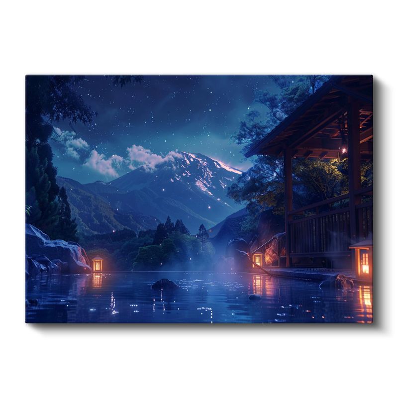 Dağ Kaplıcası - Yıldızlı Gece Anime Kanvas Tablo