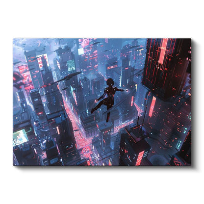 Cyberpunk Kahraman - Gökdelenler Arası Anime Kanvas Tablo