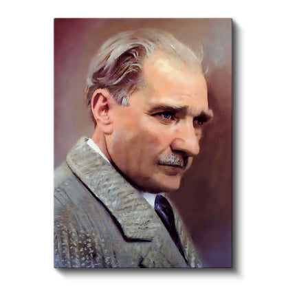 Sanatsal Atatürk - Pastel Tonlarda Profil Kanvas Tablo