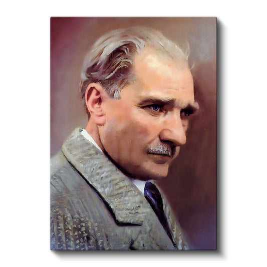 Sanatsal Atatürk - Pastel Tonlarda Profil Kanvas Tablo