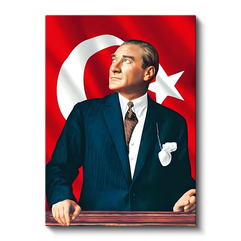 Kalpak ve Kravatlı Atatürk - Resmi Portre Kanvas Tablo