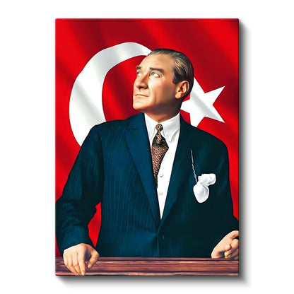 Kalpak ve Kravatlı Atatürk - Resmi Portre Kanvas Tablo