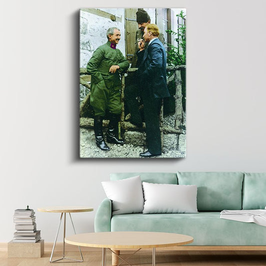 Tarihi Buluşma - Silah Arkadaşlarıyla Sohbet Kanvas Tablo