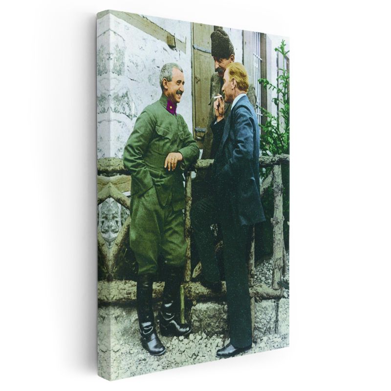 Tarihi Buluşma - Silah Arkadaşlarıyla Sohbet Kanvas Tablo