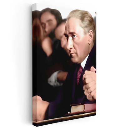 Toplantı Anı - Mor Ceket Detaylı Kanvas Tablo