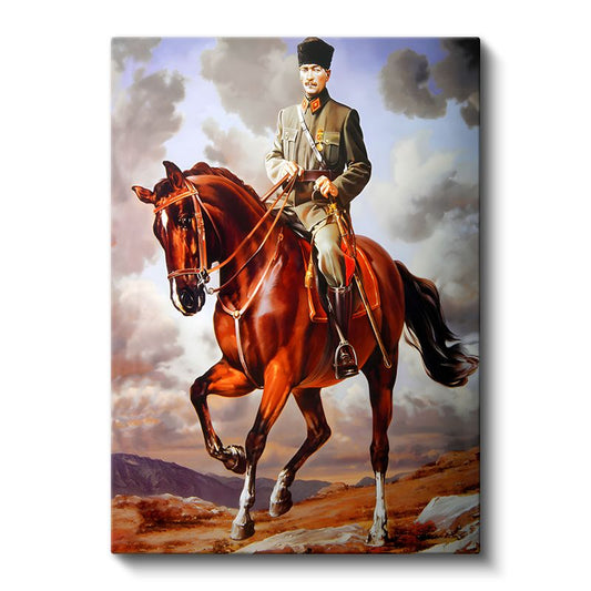 Atlı Atatürk - Askeri Üniformalı Komutan Kanvas Tablo