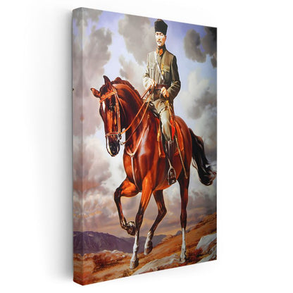 Atlı Atatürk - Askeri Üniformalı Komutan Kanvas Tablo