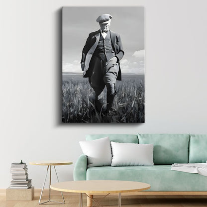 Kasketli Atatürk - Buğday Tarlasında Kanvas Tablo