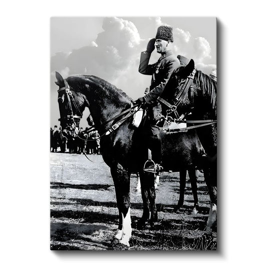 Atlı Komutan - Siyah Beyaz Askeri Portre Kanvas Tablo
