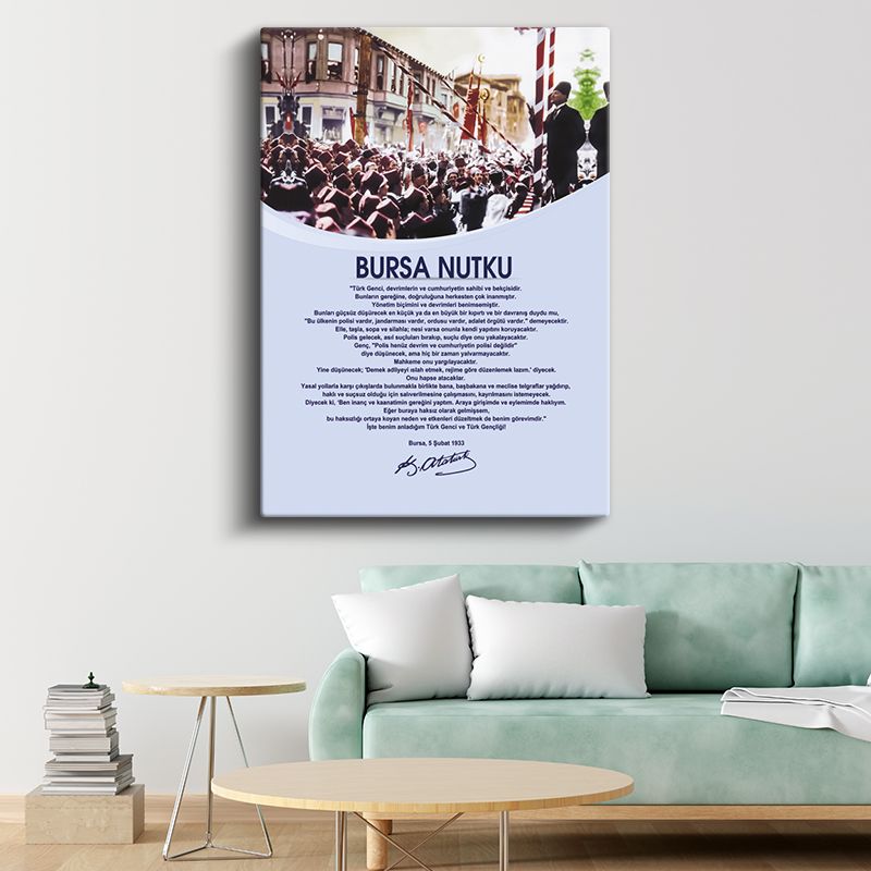 Bursa Nutku - Tarihi Konuşma Metni Kanvas Tablo