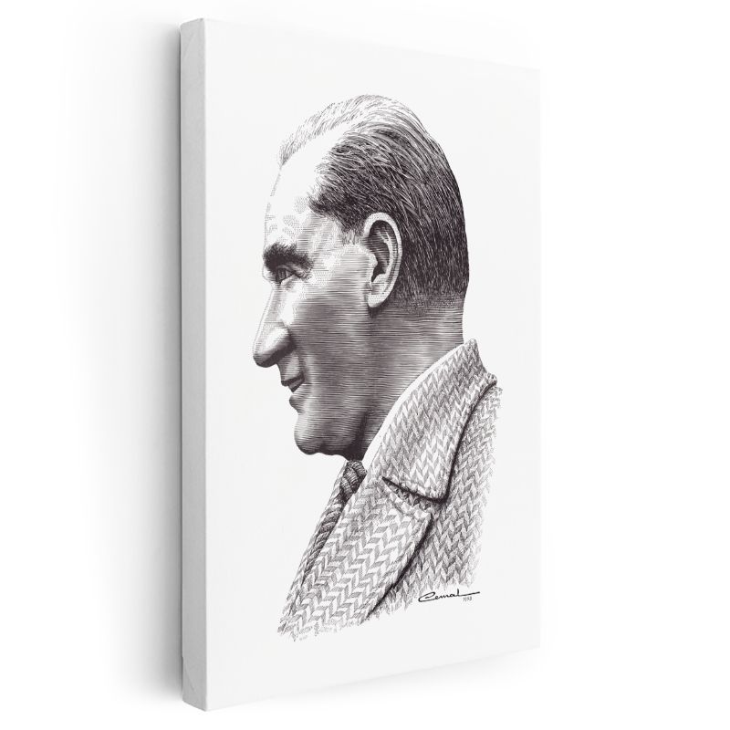 Karakalem Profil - İmzalı Sanatsal Portre Kanvas Tablo