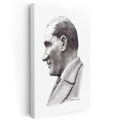 Karakalem Profil - İmzalı Sanatsal Portre Kanvas Tablo