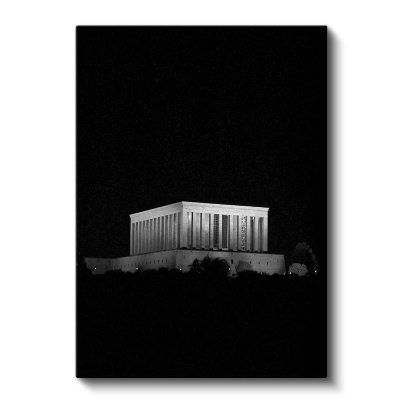 Gece Anıtkabir - Siyah Fonda Mimari Kanvas Tablo